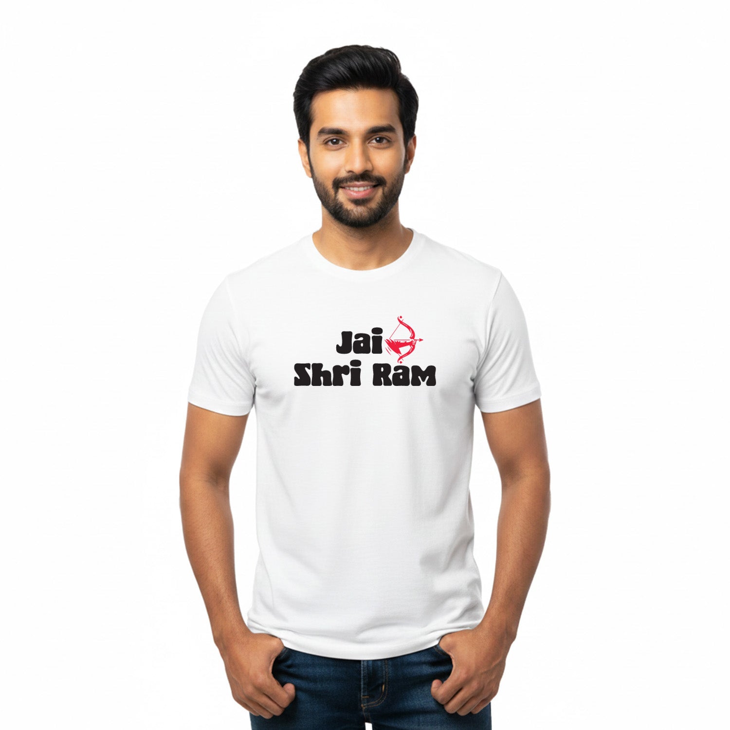 Men’s Graphic Print Round Neck T-Shirt- Jai Shree Ram (170 GSM single jersey)