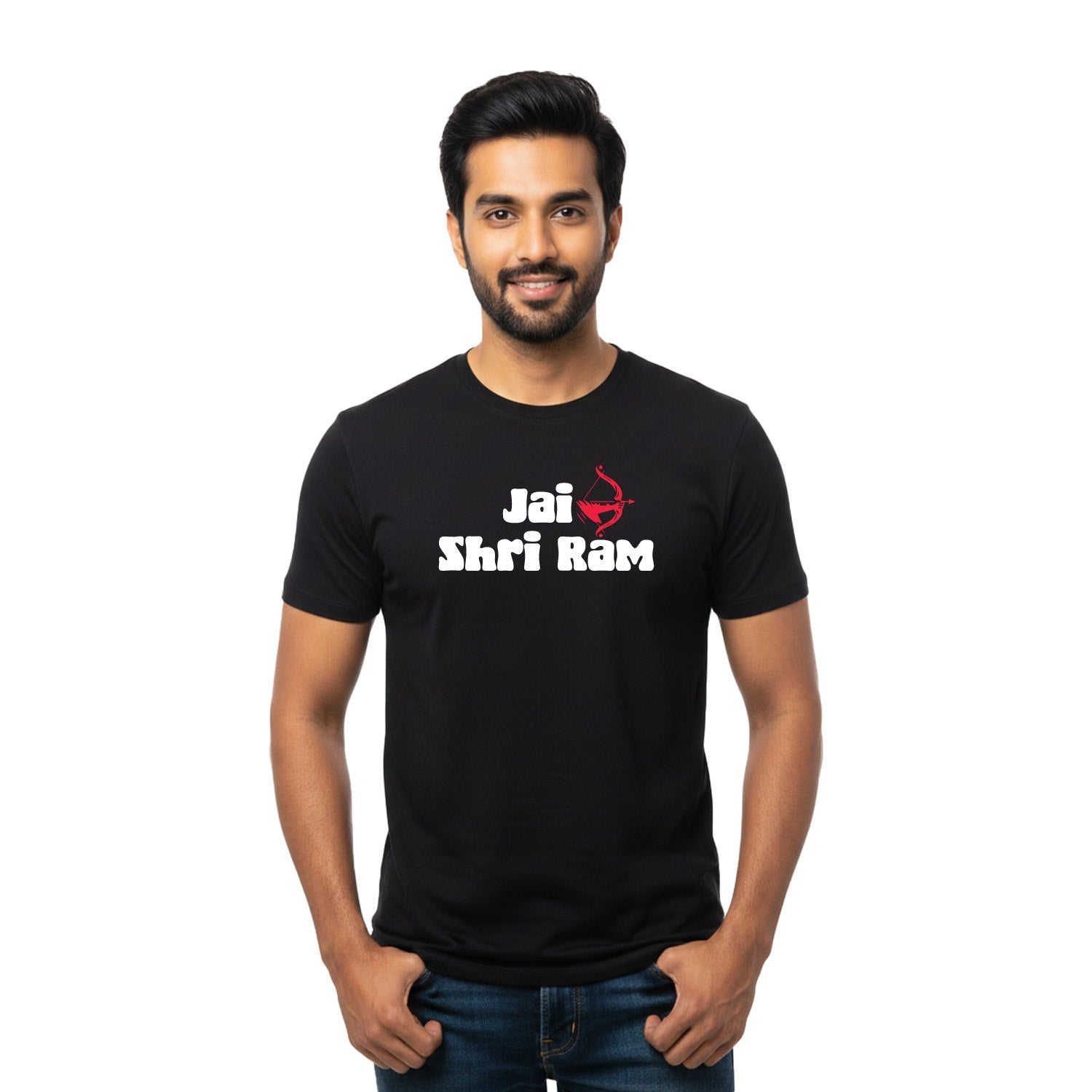 Men’s Graphic Print Round Neck T-Shirt- Jai Shree Ram (170 GSM single jersey)
