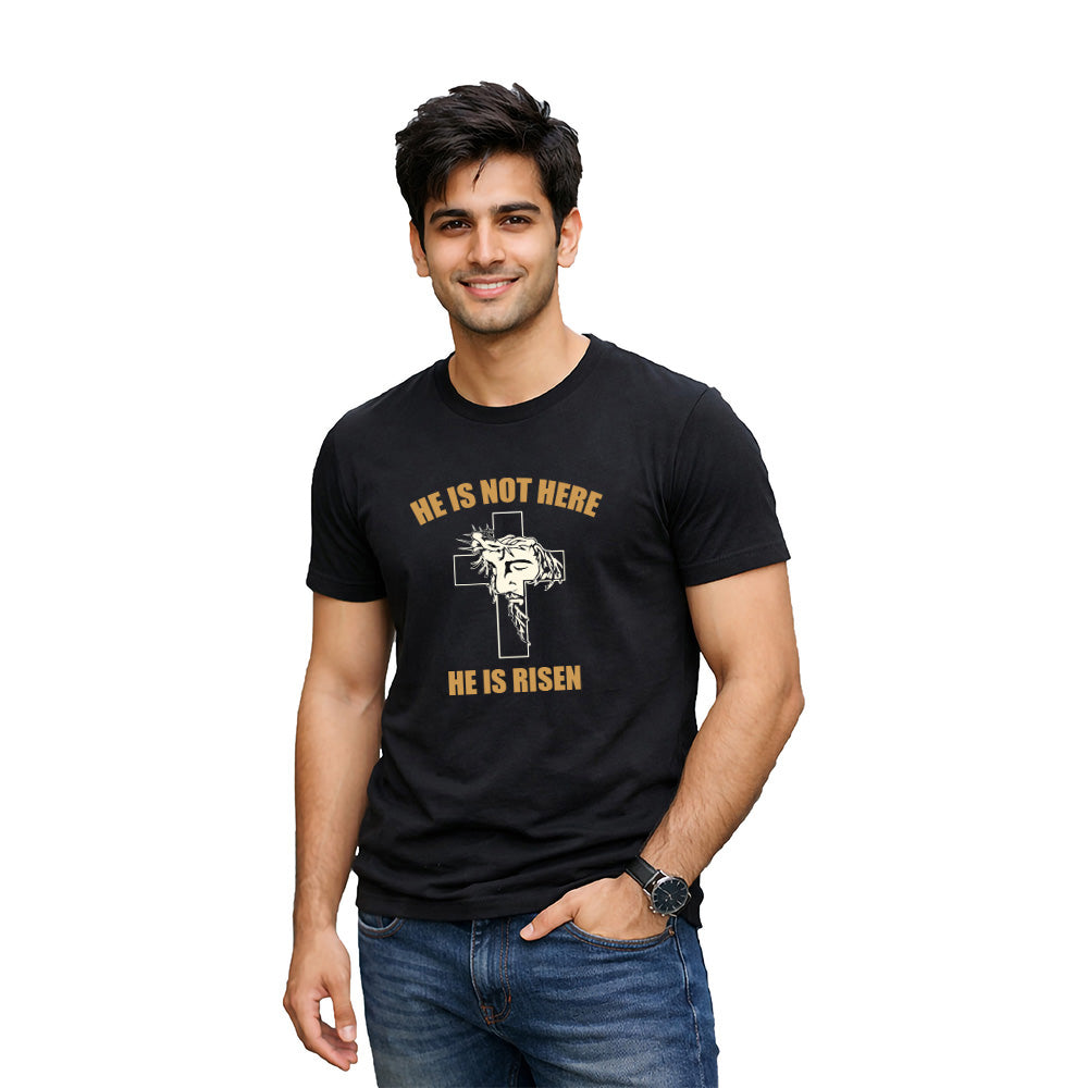 Men’s Graphic Print Round Neck T-Shirt-Jesus(170 GSM single jersey)