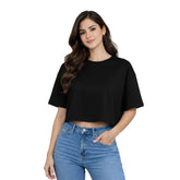 Women’s Plain Crop top Oversized Half Sleeve