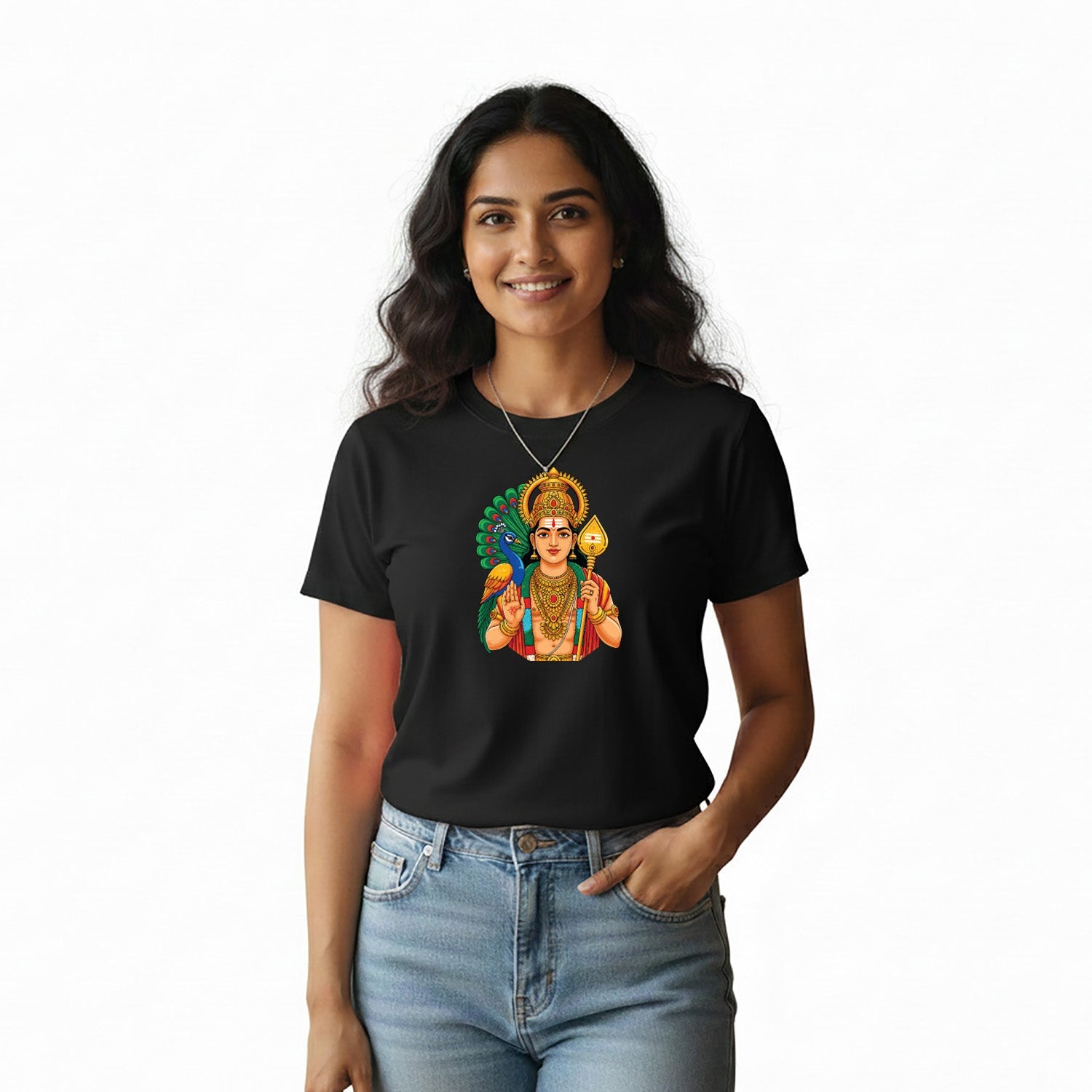 Women’s Graphic Print Round Neck T-Shirt- Murugan (170 GSM single jersey)