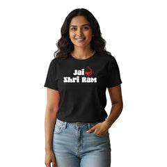 Women’s Graphic Print Round Neck T-Shirt- Jai Shree Ram (170 GSM single jersey)