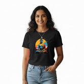 Women’s Graphic Print Round Neck T-Shirt- Buddha (170 GSM single jersey)