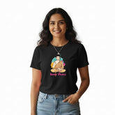 Women’s Graphic Print Round Neck T-Shirt- Buddha (170 GSM single jersey)