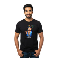 Men’s Graphic Print Round Neck T-Shirt- Krishna (170 GSM single jersey)