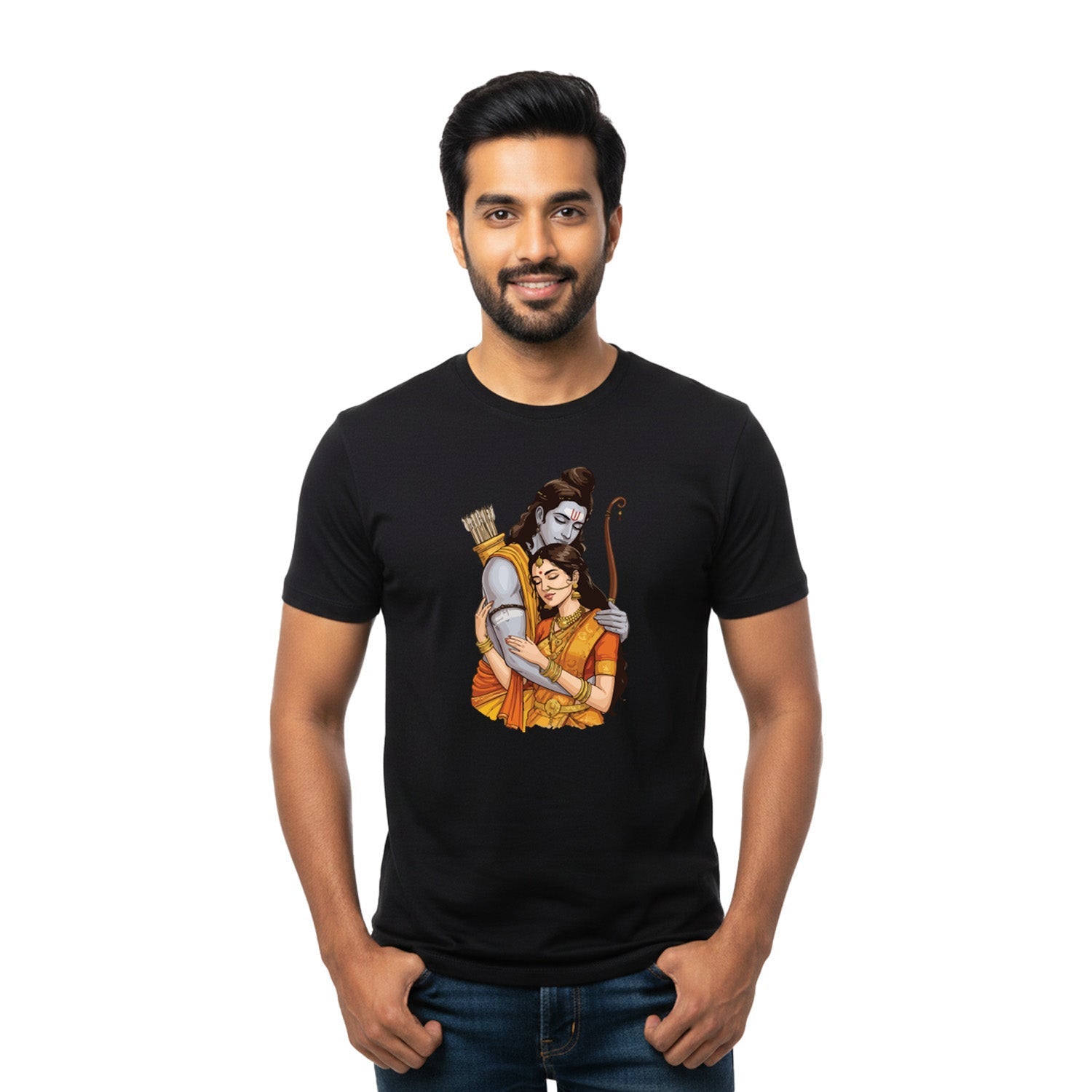 Men’s Graphic Print Round Neck T-Shirt- Jai Shree Ram (170 GSM single jersey)