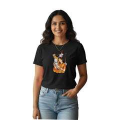 Women’s Graphic Print Round Neck T-Shirt- Jai Shree Ram (170 GSM single jersey)