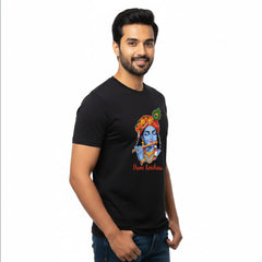Men’s Graphic Print Round Neck T-Shirt- Krishna (170 GSM single jersey)