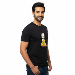 Men’s Graphic Print Round Neck T-Shirt- Buddha (170 GSM single jersey)