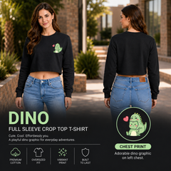 Women’s Oversized full Sleeve Crop Top - Dino (270 GSM French Terry)