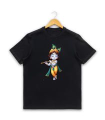 Men’s Graphic Print Round Neck T-Shirt- Krishna (170 GSM single jersey)
