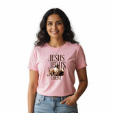 Women’s Graphic Print Round Neck T-Shirt-Jesus(170 GSM single jersey)