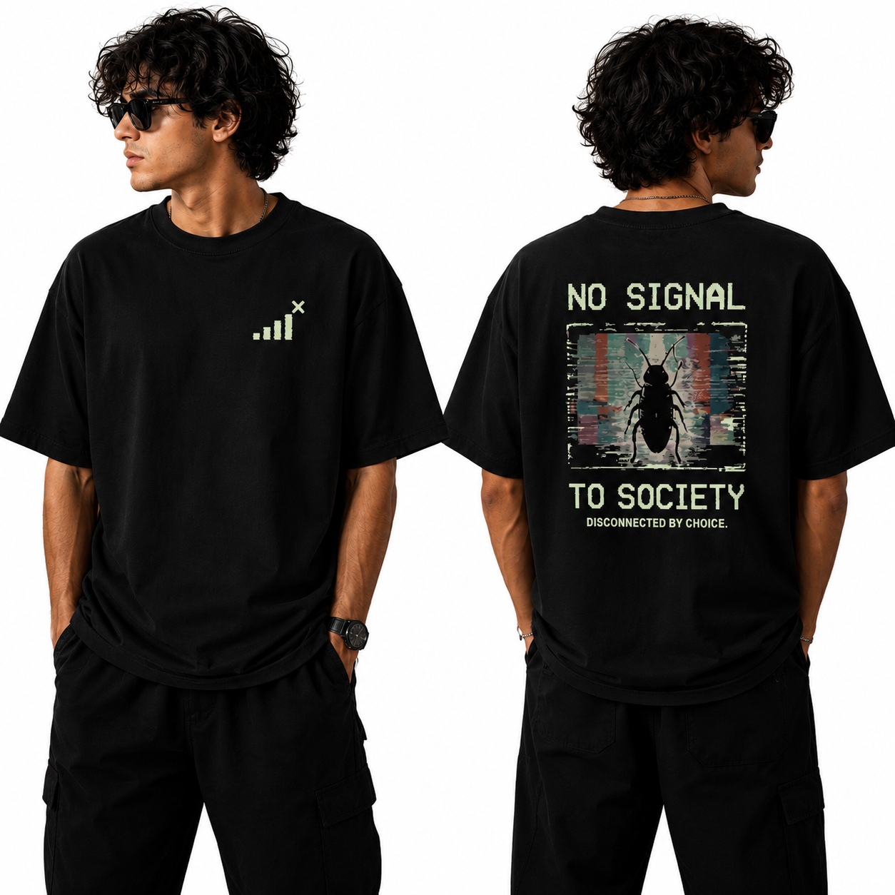 Men’s Oversized T-Shirt - No Signal (225 GSM heavyweight fabric)