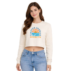Women’s Oversized Full Sleeve Crop Top - Sunsets (270 GSM French Terry)
