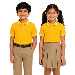 Kid's unisex Polo Plain School Uniform T-Shirt - 240GSM (100% Compact Cotton pique)