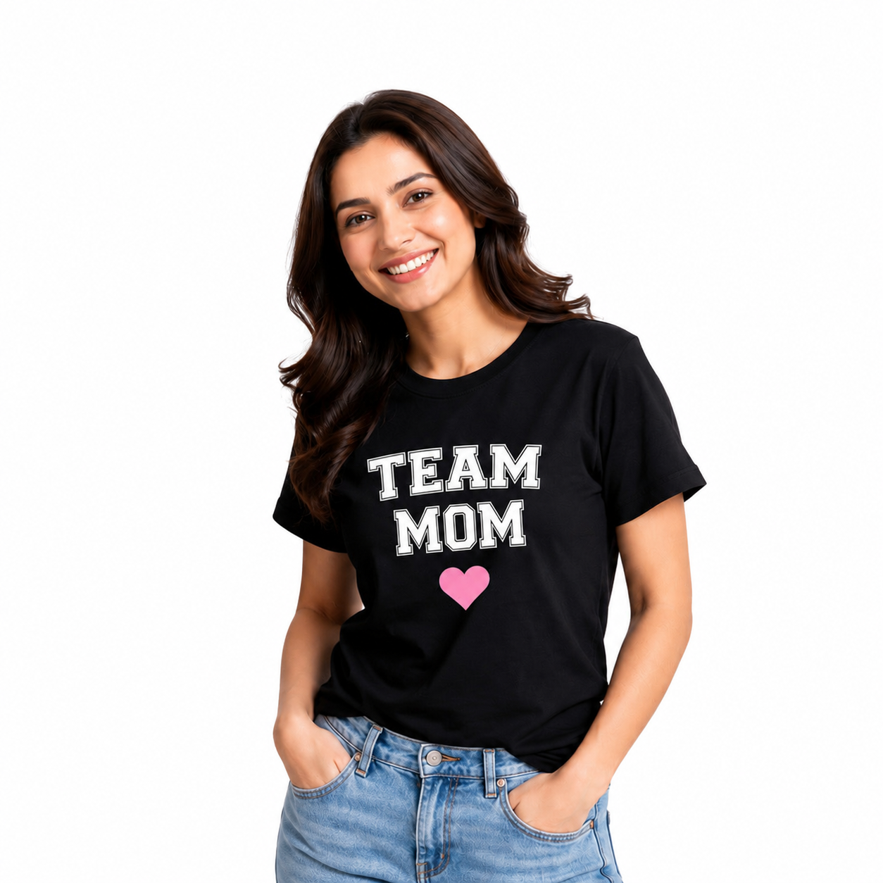 Family Team Matching Round Neck T-Shirt for Mom – Team Mom - (170 GSM) single jersey