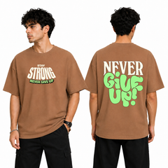 Men’s Oversized T-Shirt - Never Give Up (225 GSM heavyweight fabric)