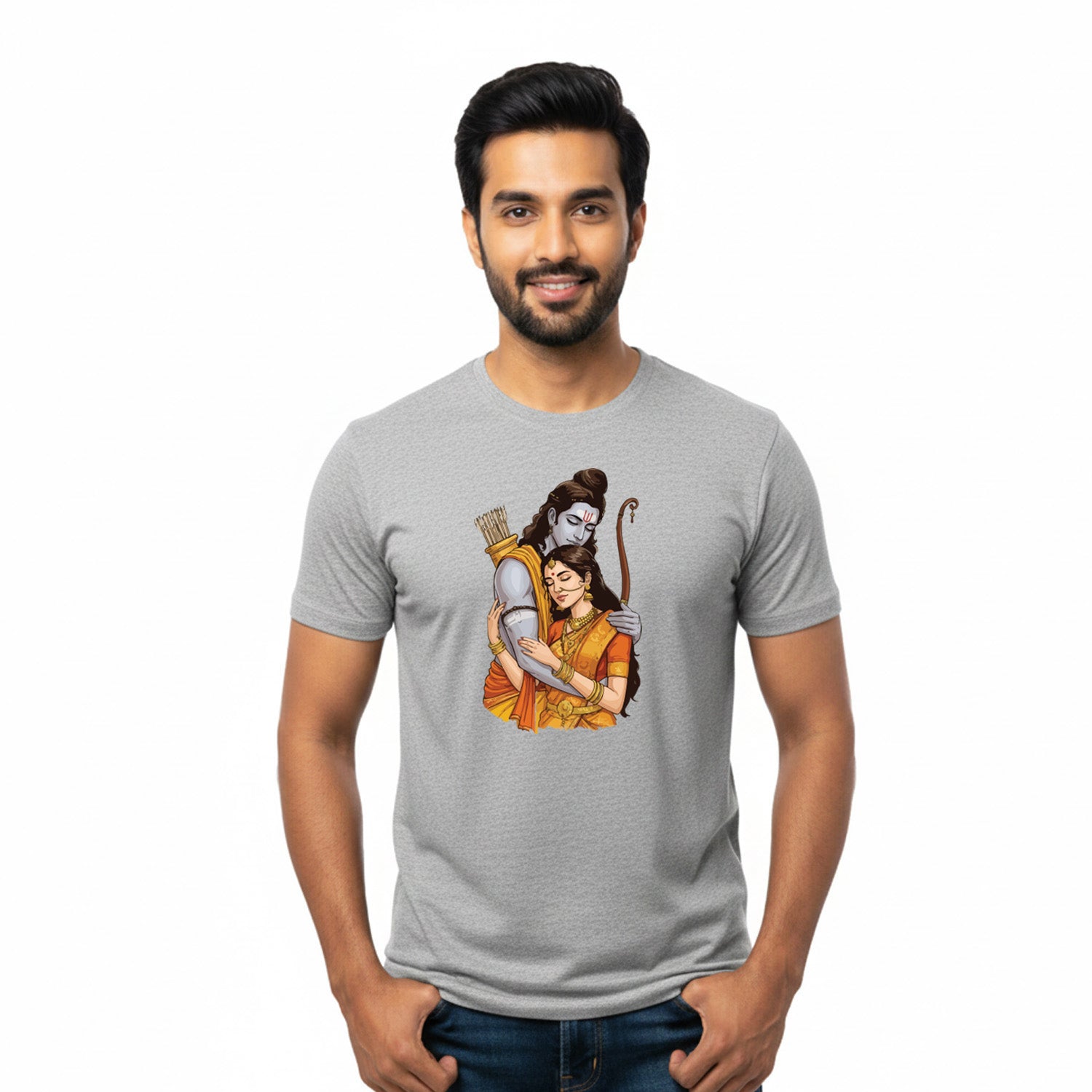 Men’s Graphic Print Round Neck T-Shirt- Jai Shree Ram (170 GSM single jersey)