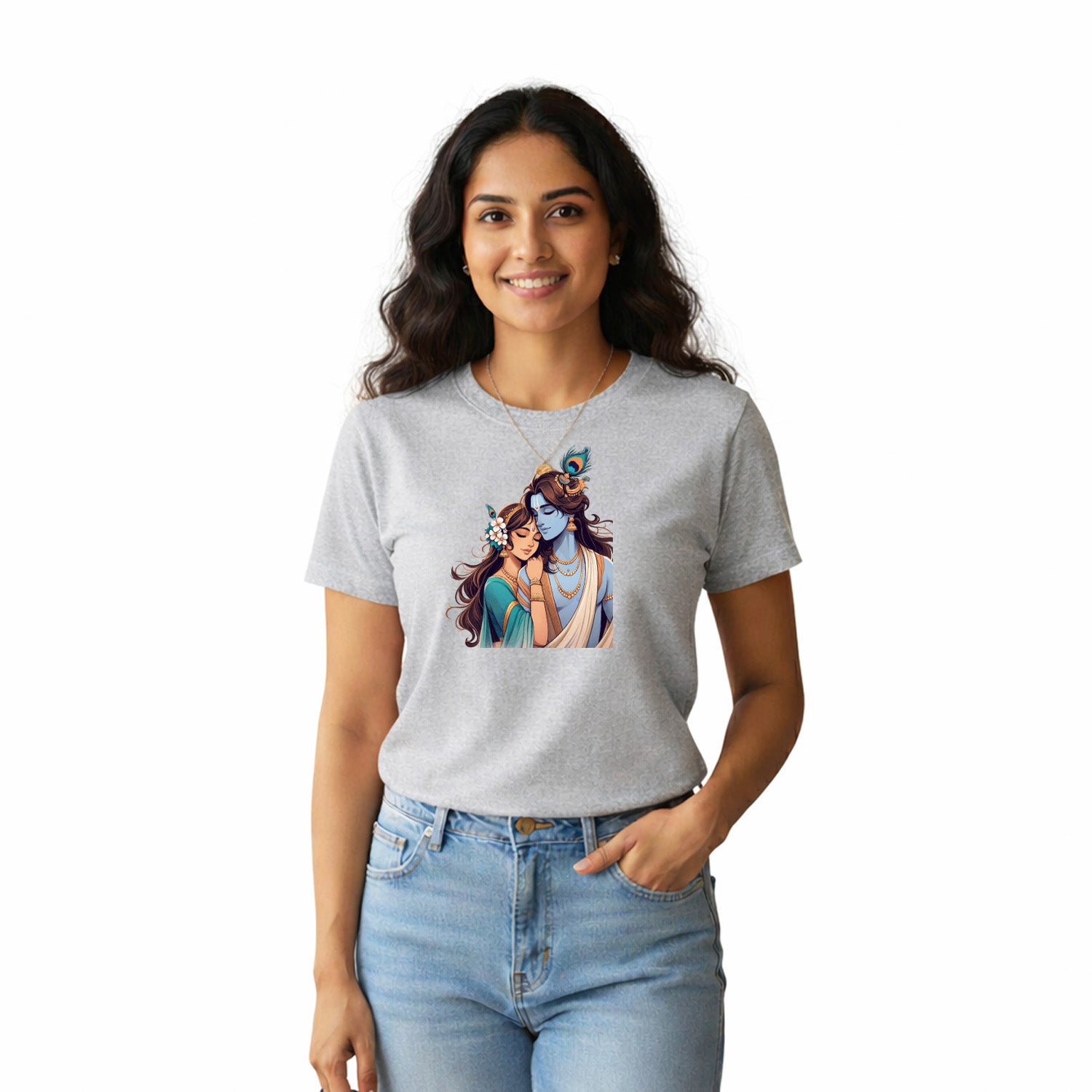 Women’s Graphic Print Round Neck T-Shirt- Krishna (170 GSM single jersey