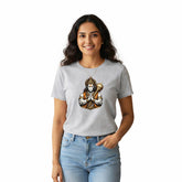 Women’s Graphic Print Round Neck T-Shirt- Hanuman(170 GSM single jersey)