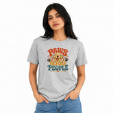 Dog Lover's Round Neck T-Shirts For Women - Happy Paws - (170 GSM) single jersey