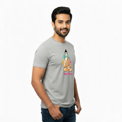 Men’s Graphic Print Round Neck T-Shirt- Buddha (170 GSM single jersey)