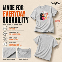 Dog Lover's Round Neck T-Shirts For Women - Paws Love - (170 GSM) single jersey