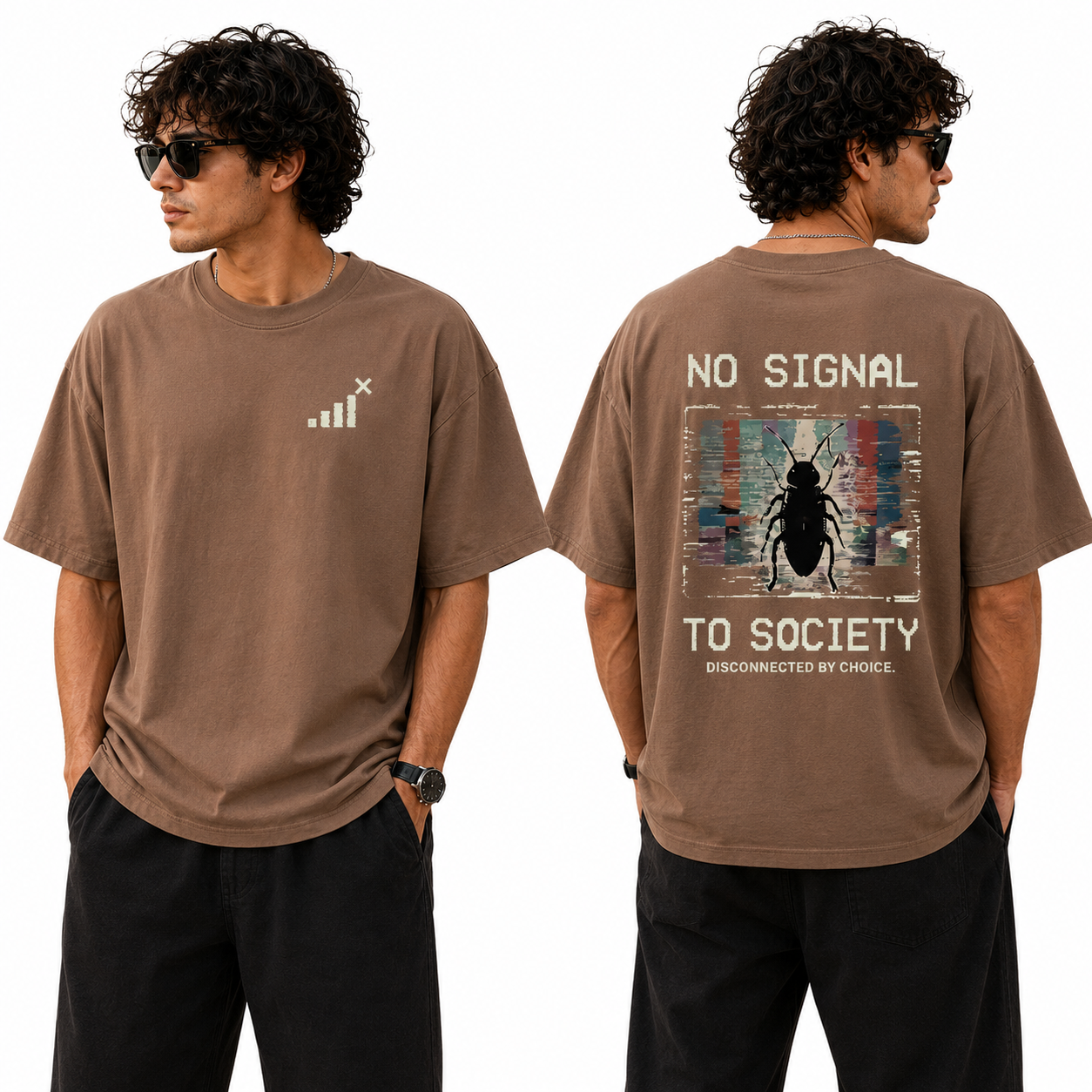 Men’s Oversized T-Shirt - No Signal (225 GSM heavyweight fabric)
