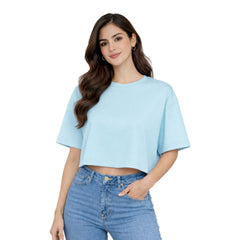 Women’s Plain Crop top Oversized Half Sleeve