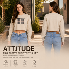 Women’s Oversized full Sleeve Crop Top - Attitude (270 GSM French Terry)