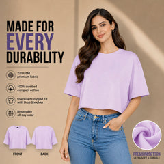 Women’s Plain Crop top Oversized Half Sleeve