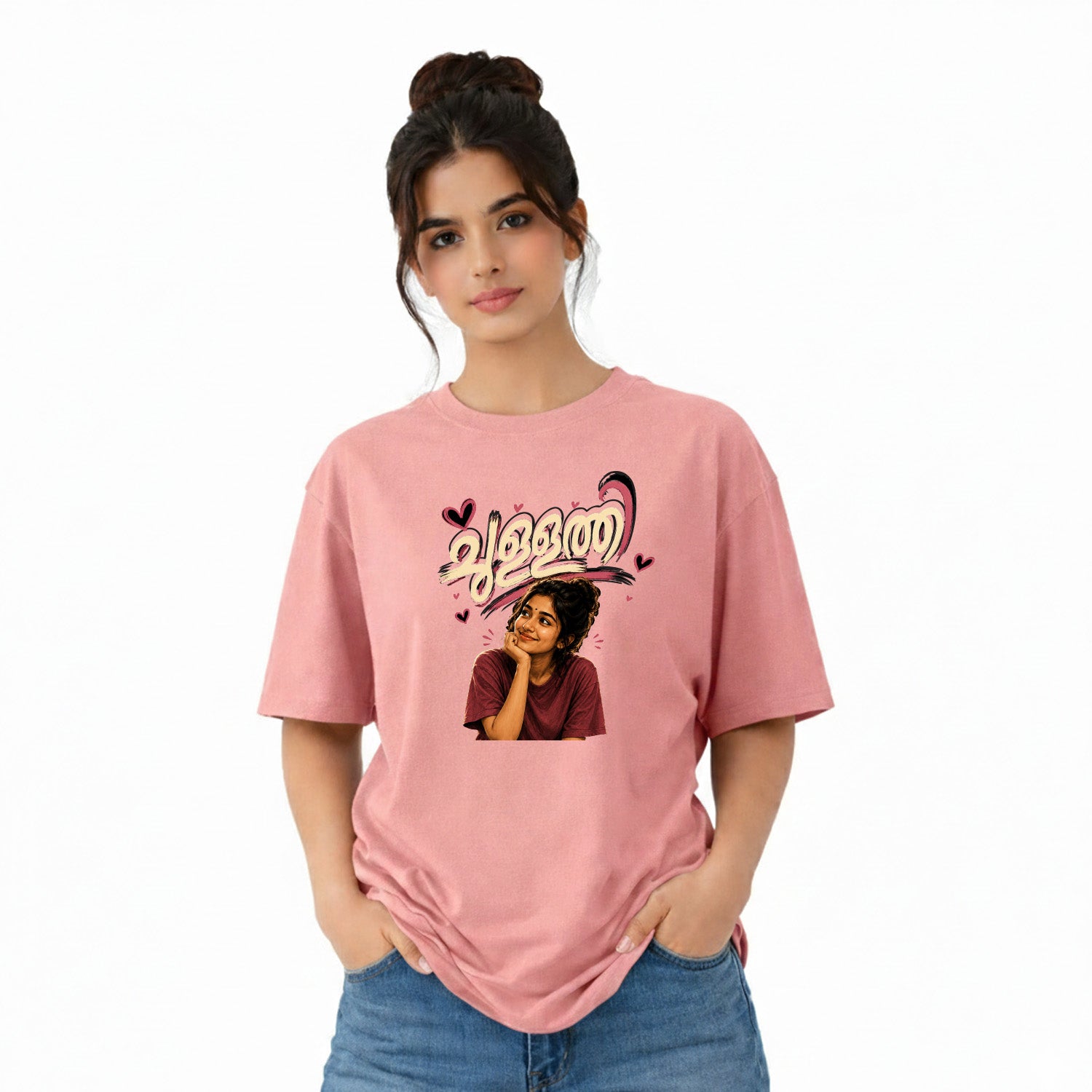 Crew Neck oversized t-shirt - ചുള്ളത്തി(225 GSM heavyweight fabric)