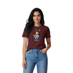 Women’s Graphic Print Round Neck T-Shirt- Krishna (170 GSM single jersey)