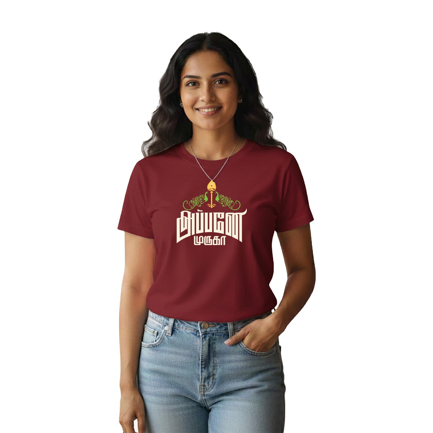 Women’s Graphic Print Round Neck T-Shirt- Murugan (170 GSM single jersey)