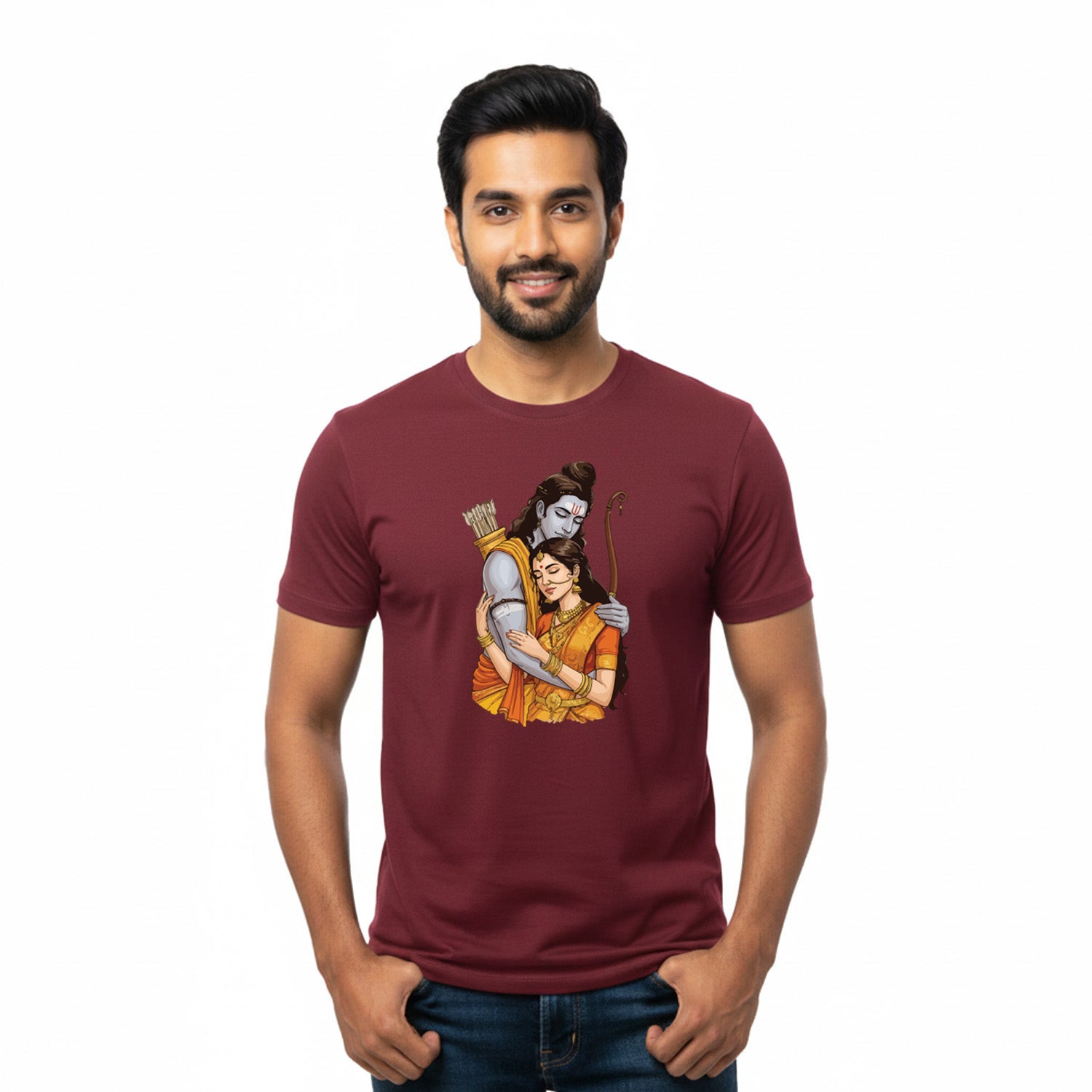 Men’s Graphic Print Round Neck T-Shirt- Jai Shree Ram (170 GSM single jersey)