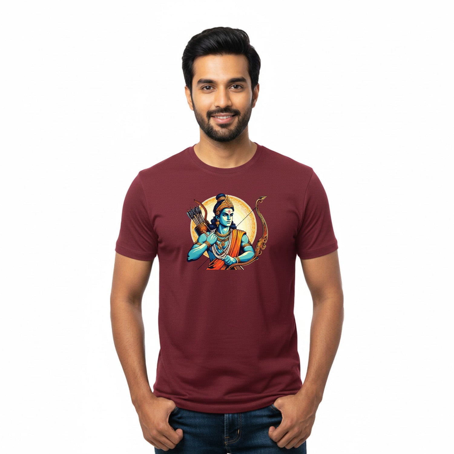 Men’s Graphic Print Round Neck T-Shirt- Jai Shree Ram (170 GSM single jersey)