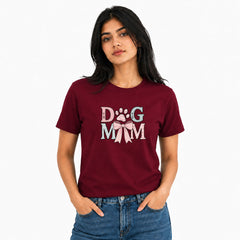 Dog Lover's Round Neck T-Shirts For Women - Dog Mom - (170 GSM) single jersey