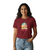 Women’s Graphic Print Round Neck T-Shirt- Buddha (170 GSM single jersey)
