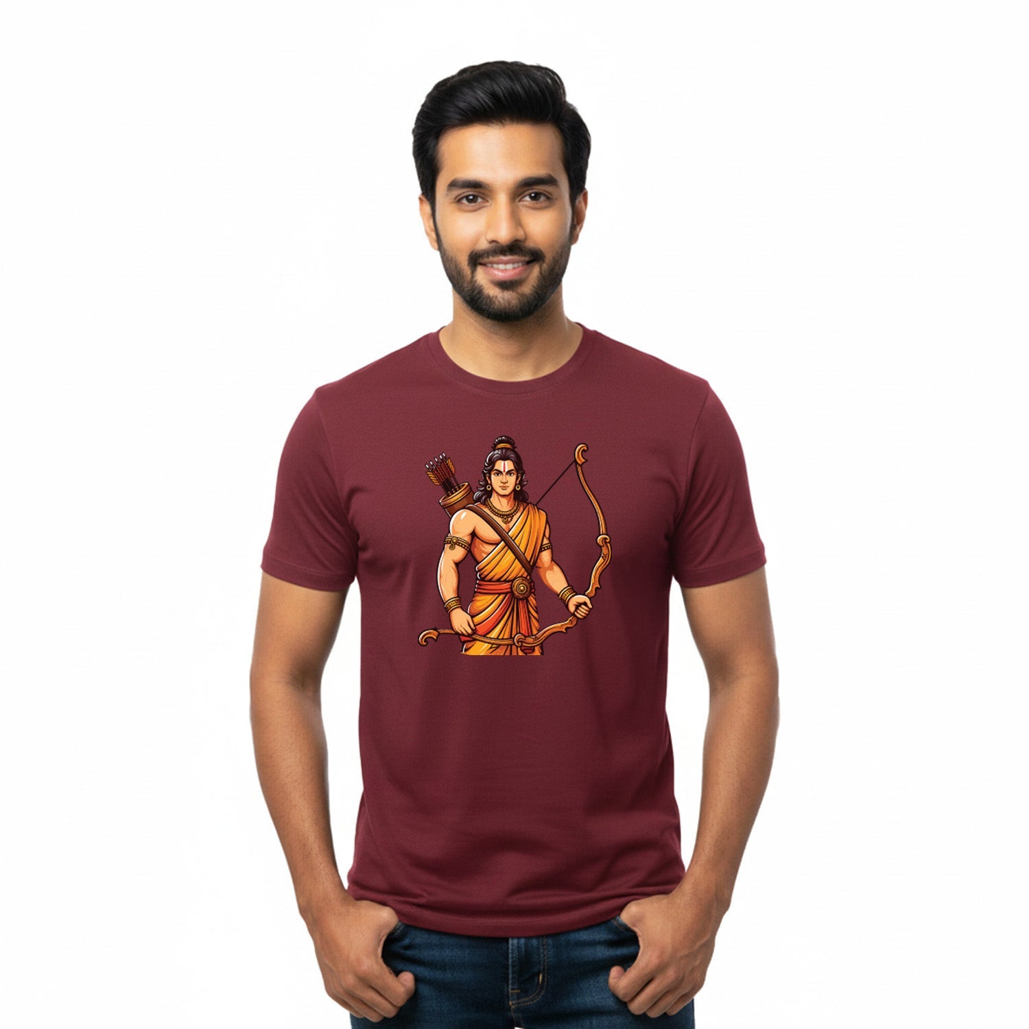 Men’s Graphic Print Round Neck T-Shirt- Jai Shree Ram (170 GSM single jersey)