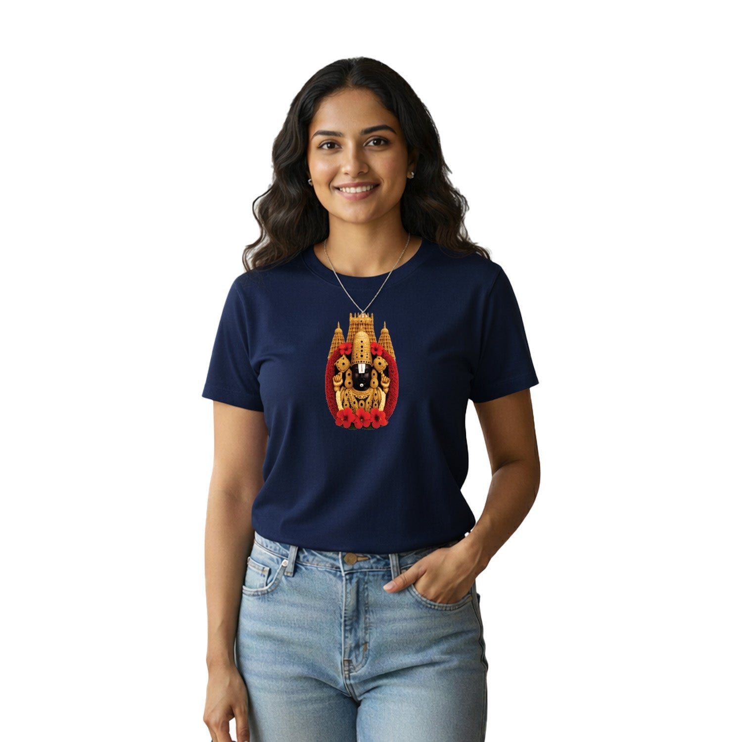 Women’s Graphic Print Round Neck T-Shirt-Thirupathi Balaji (170 GSM single jersey)