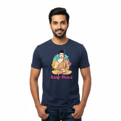 Men’s Graphic Print Round Neck T-Shirt- Buddha (170 GSM single jersey)