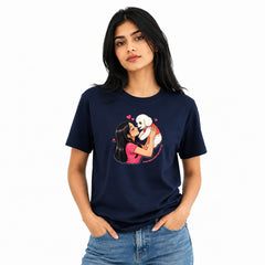 Dog Lover's Round Neck T-Shirts For Women - Paws Love - (170 GSM) single jersey