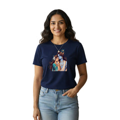 Women’s Graphic Print Round Neck T-Shirt- Krishna (170 GSM single jersey)