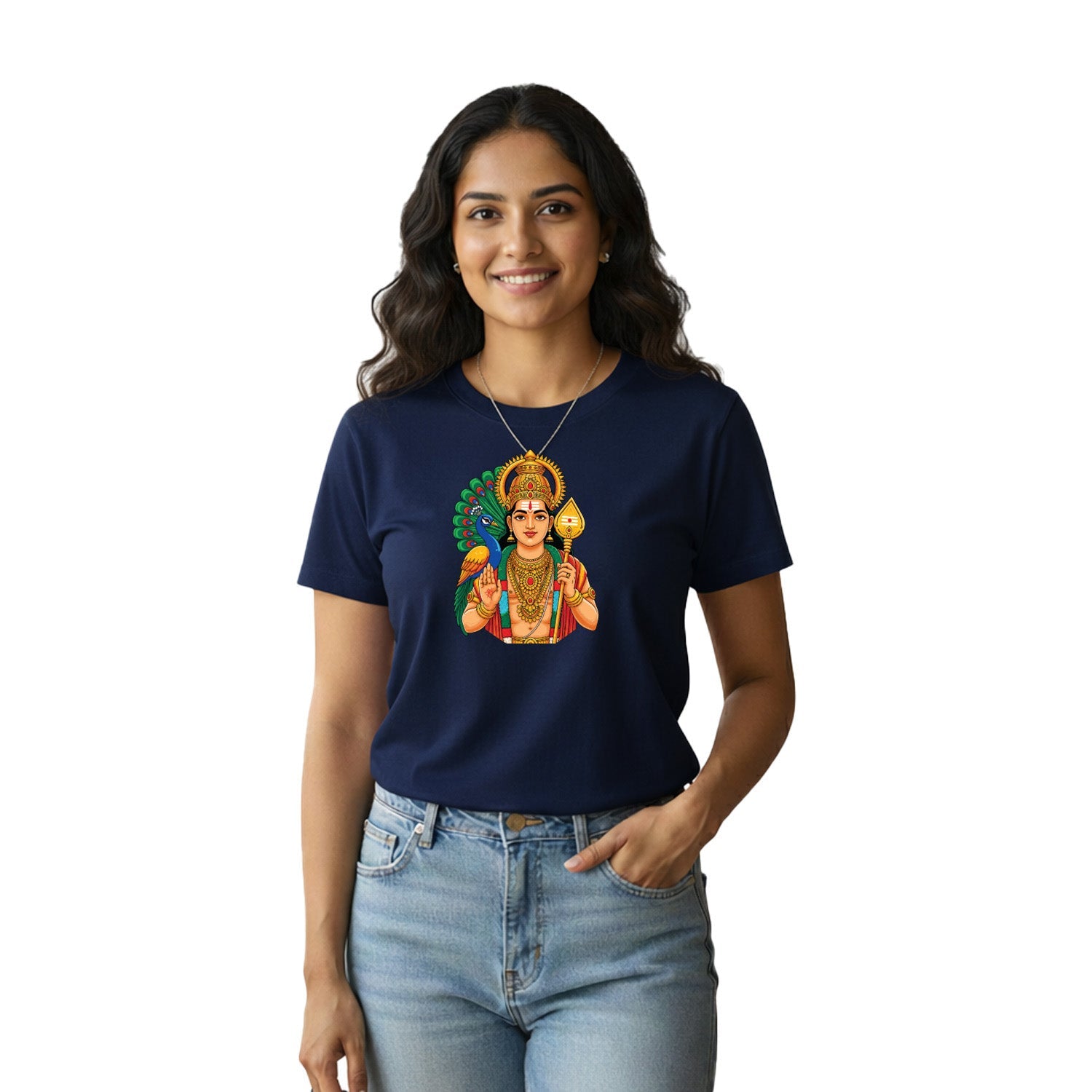 Women’s Graphic Print Round Neck T-Shirt- Murugan (170 GSM single jersey)