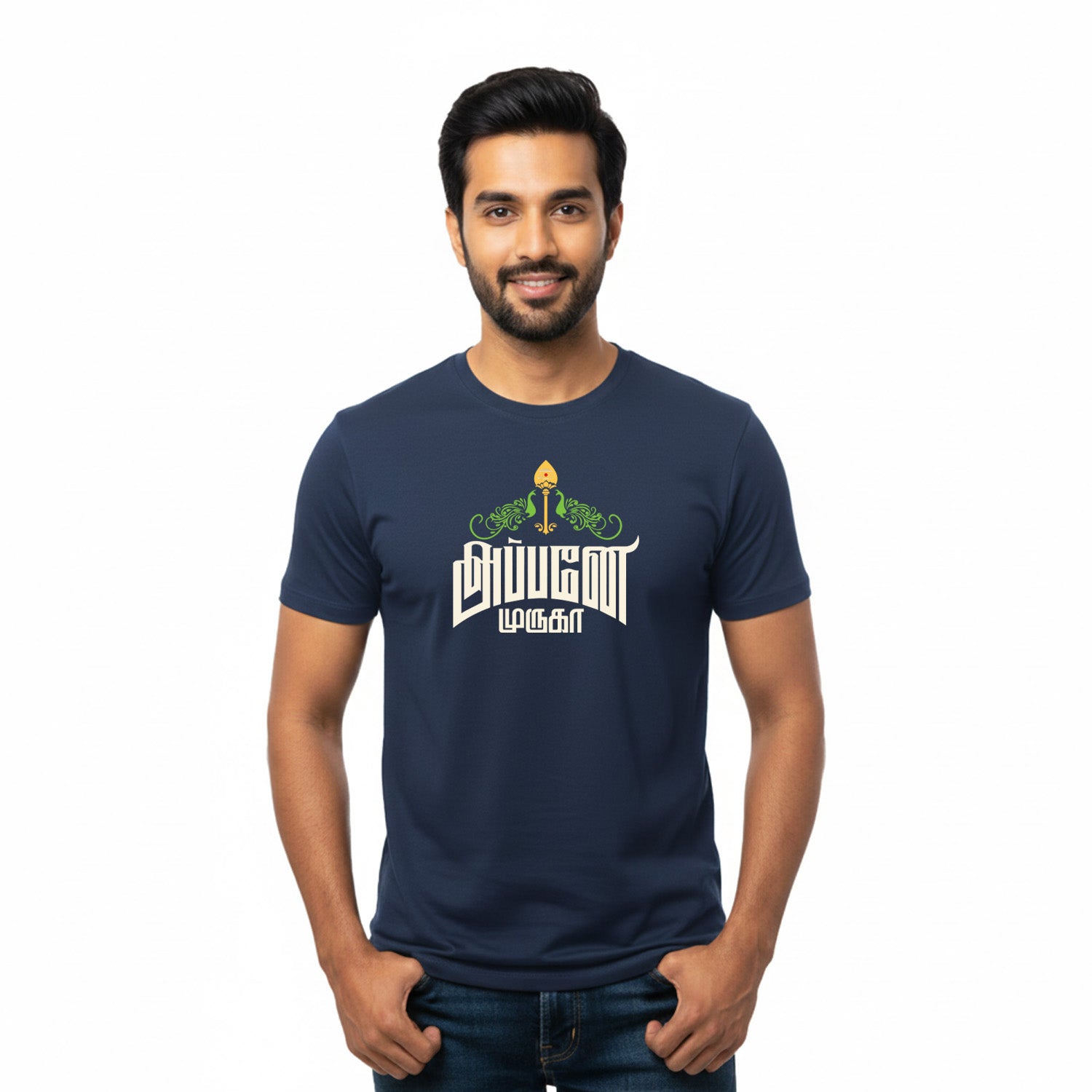 Men’s Graphic Print Round Neck T-Shirt- Murugan (170 GSM single jersey)
