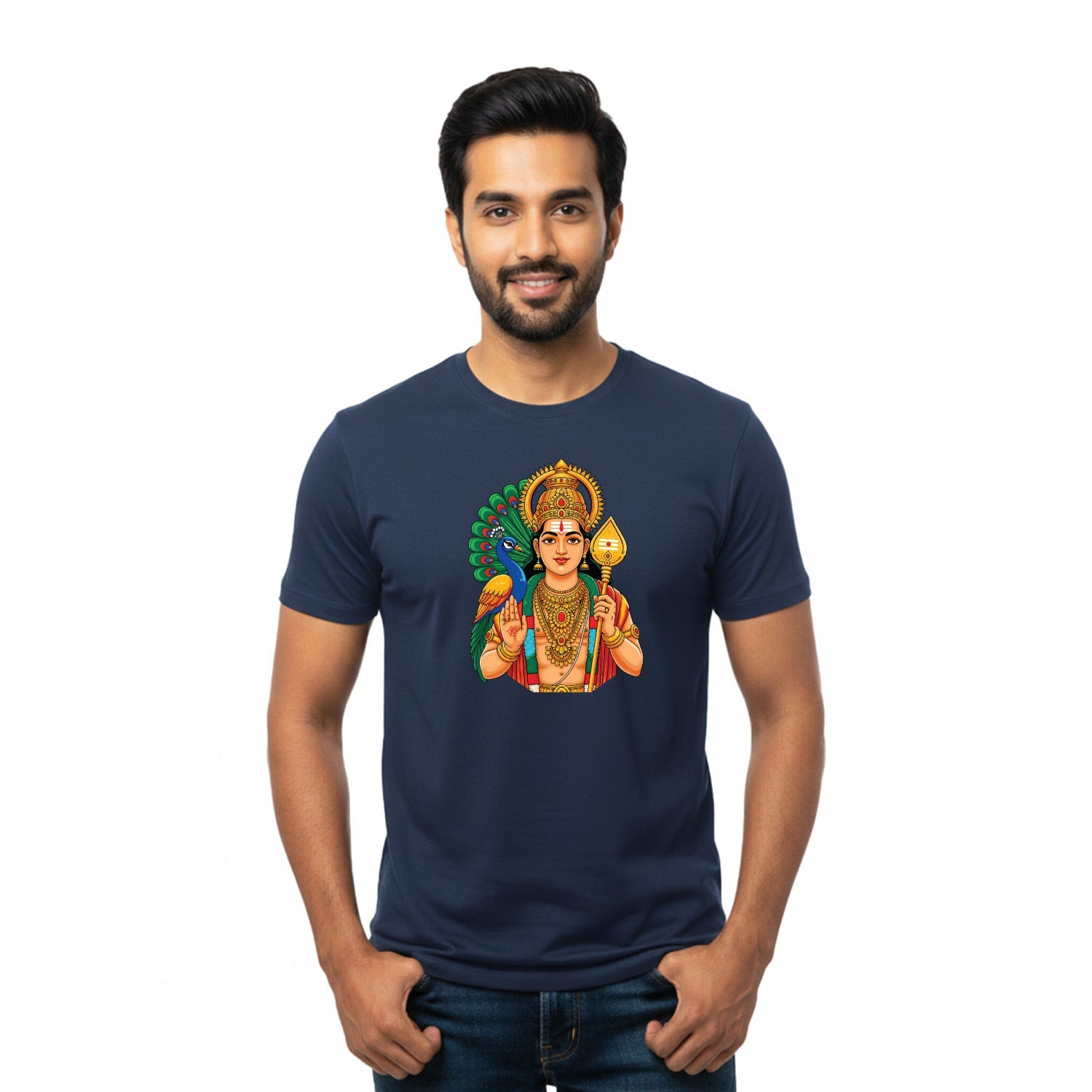 Men’s Graphic Print Round Neck T-Shirt- Murugan (170 GSM single jersey)