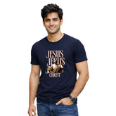 Men’s Graphic Print Round Neck T-Shirt-Jesus(170 GSM single jersey)