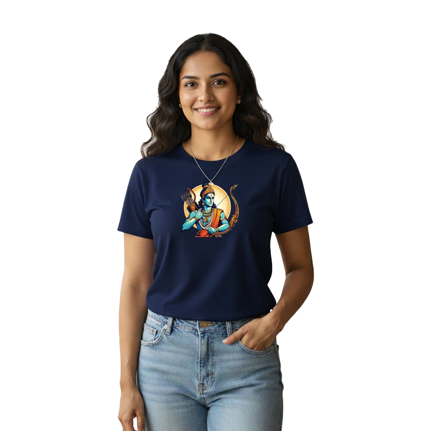 Women’s Graphic Print Round Neck T-Shirt- Jai Shree Ram (170 GSM single jersey)
