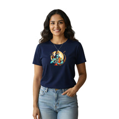 Women’s Graphic Print Round Neck T-Shirt- Jai Shree Ram (170 GSM single jersey)