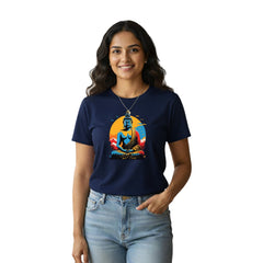 Women’s Graphic Print Round Neck T-Shirt- Buddha (170 GSM single jersey)